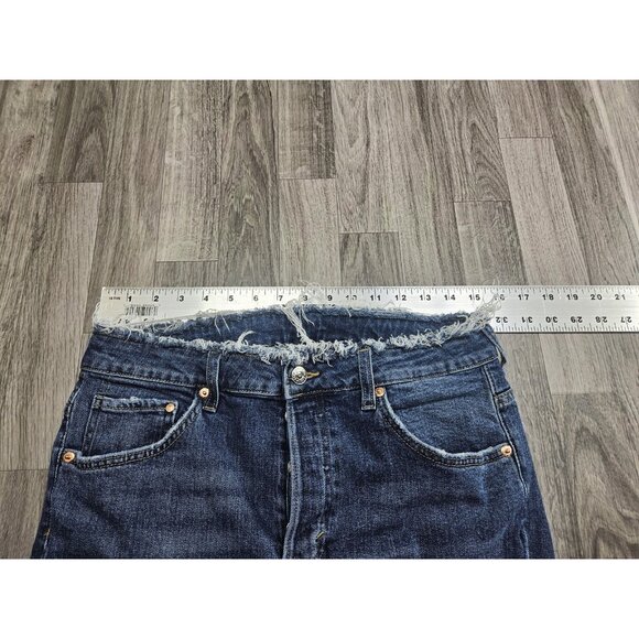 (3/$35) H&M &Denim Jeans Womens 32 High Waist Skinny Ankle Raw Hem Distressed - Picture 9 of 13